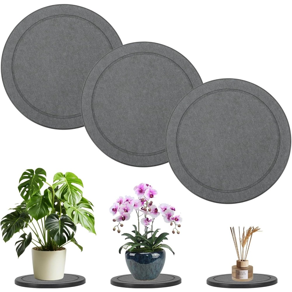 Drip Tray Saucer - ชุดถาดรองกระถางต้นไม้ทำจากดินไดอะโทม 3 ชิ้น, บรรจุ 3 ชุด,
