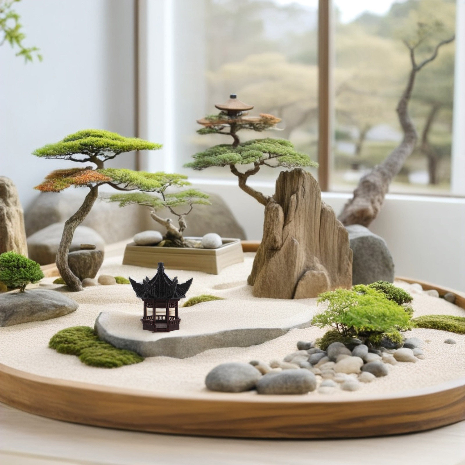 Bonsai Garden Landscape Design - ของตกแต่งภูมิทัศน์ทรงเจดีย์จิ๋ว ดีไซน์เอเชียหรูหรา สำหรับตกแต่งสวนในลานบ้าน จัดแสดงบอนไซ ตู้ปลา สวนเทพนิยาย